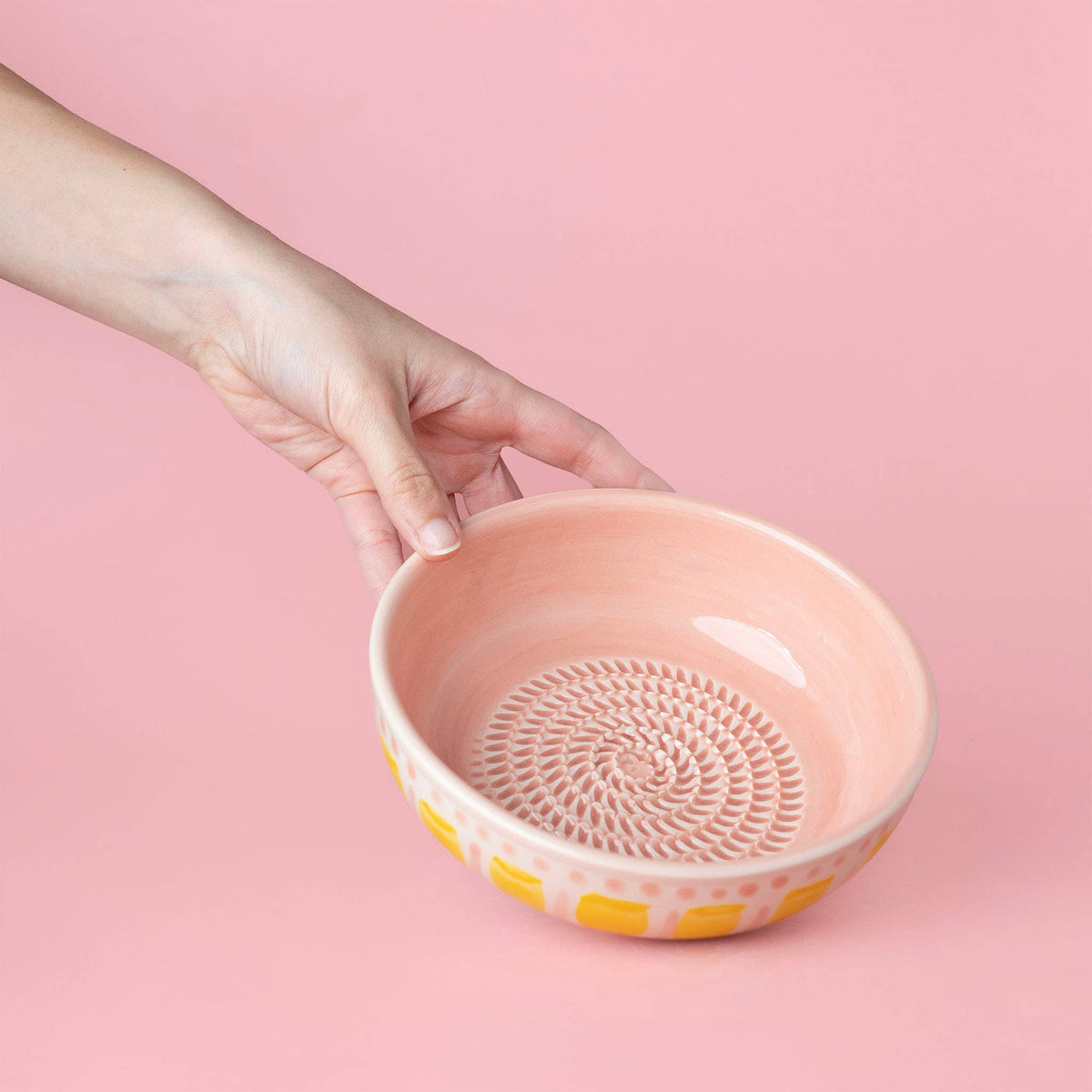 Valentina Keramik-Grillschale – Vintage-Rosa/Gelb