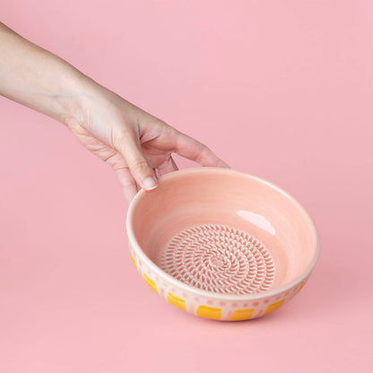 Valentina Keramik-Grillschale – Vintage-Rosa/Gelb
