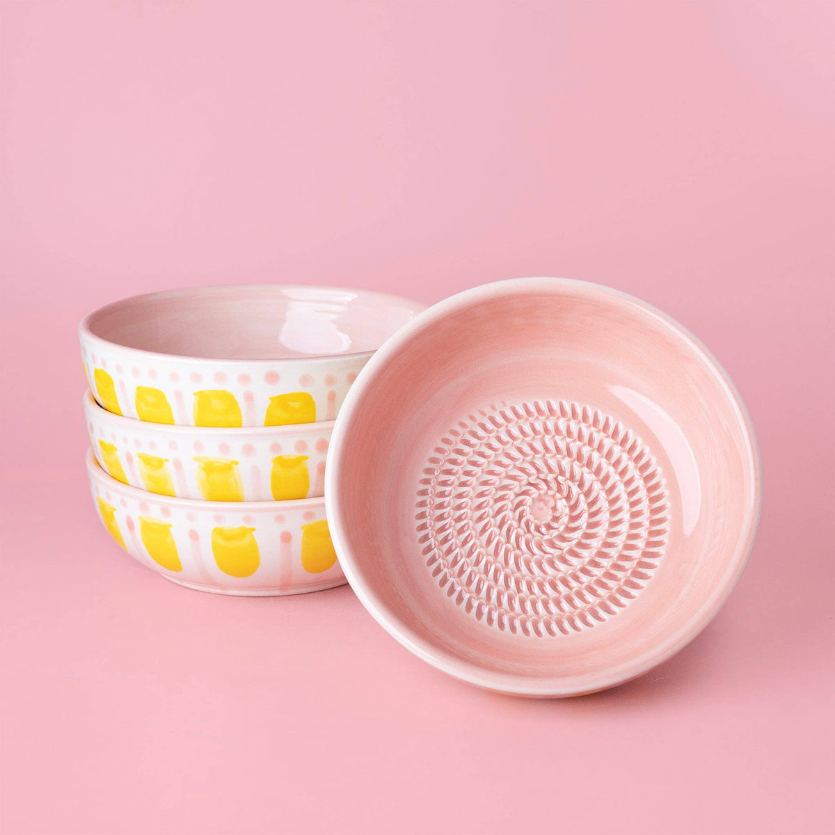 Valentina Keramik-Grillschale – Vintage-Rosa/Gelb