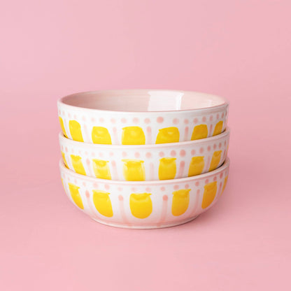 Valentina Keramik-Grillschale – Vintage-Rosa/Gelb